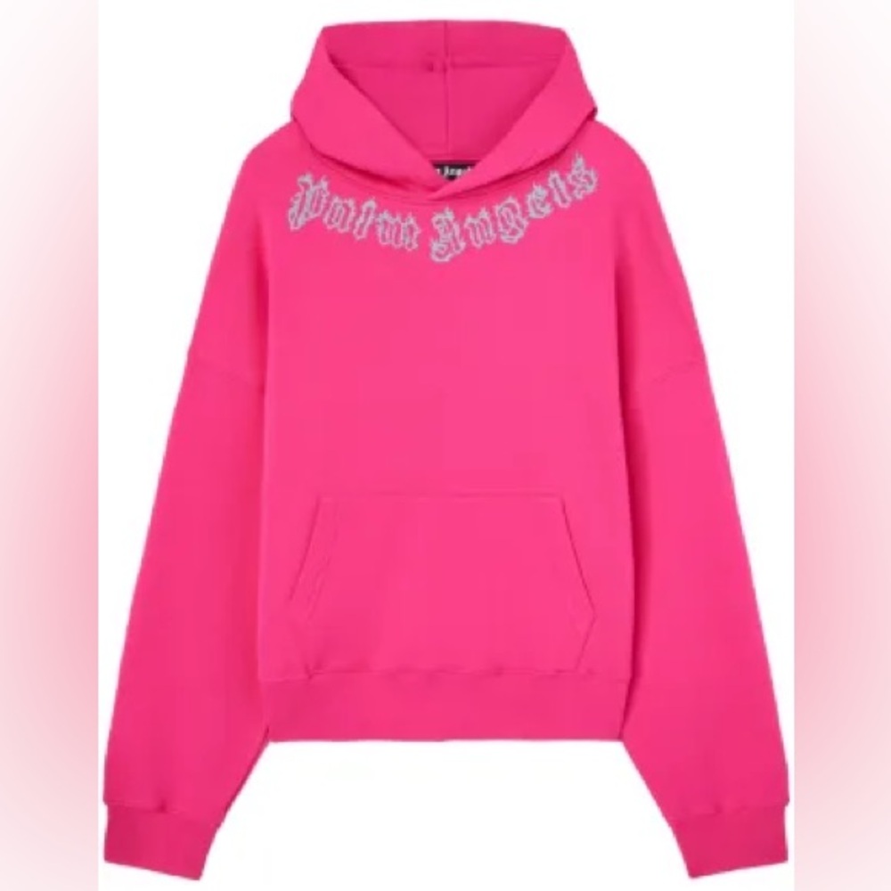 Palm Angels Heavyweight Unisex Neck Logo Kangaroo Pocket Hoodie NWT